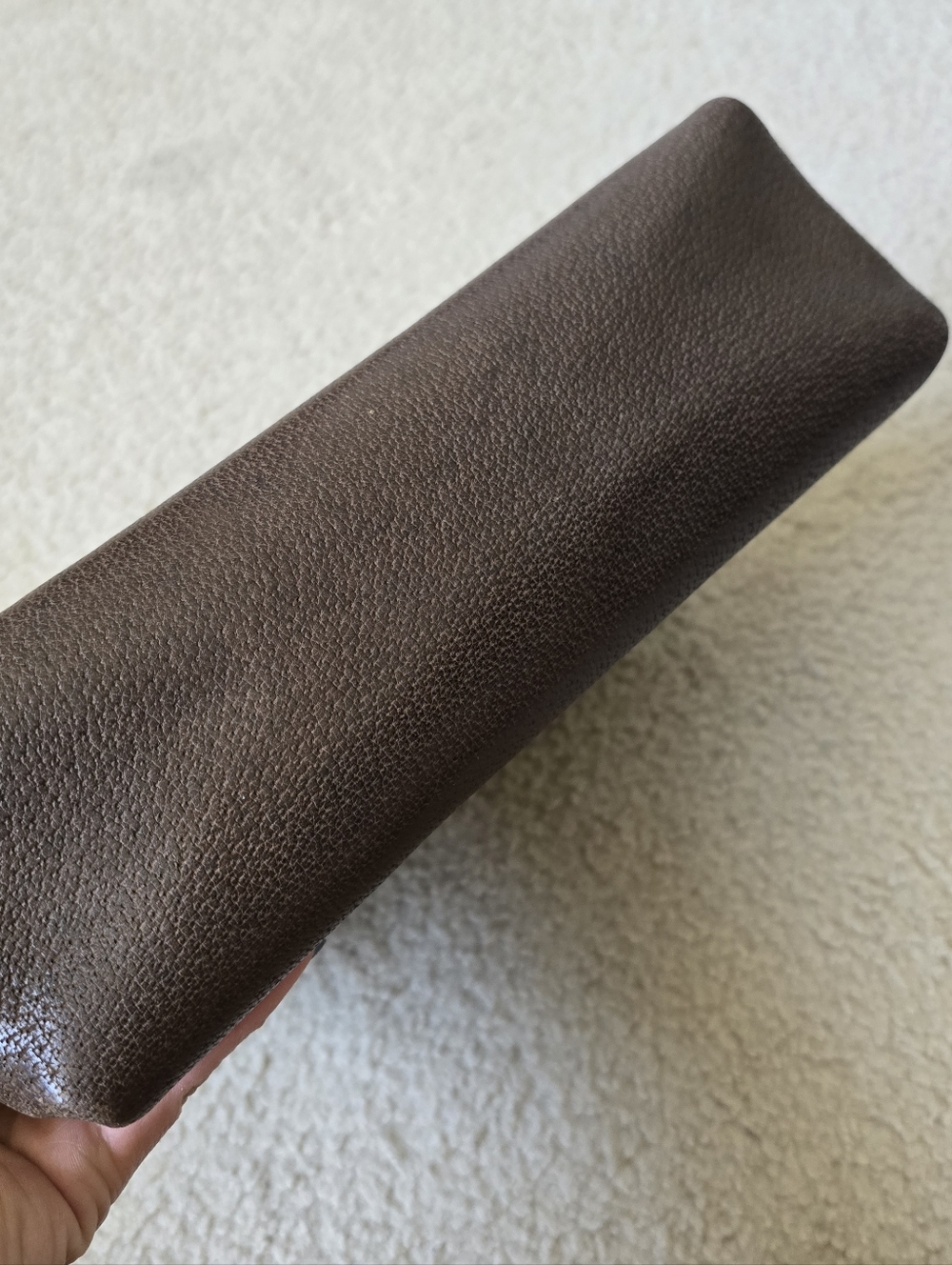 Vintage Gucci Brown Leather Structured Shoulder Bag with GG Logo & Serial # - Picture 2 of 16
